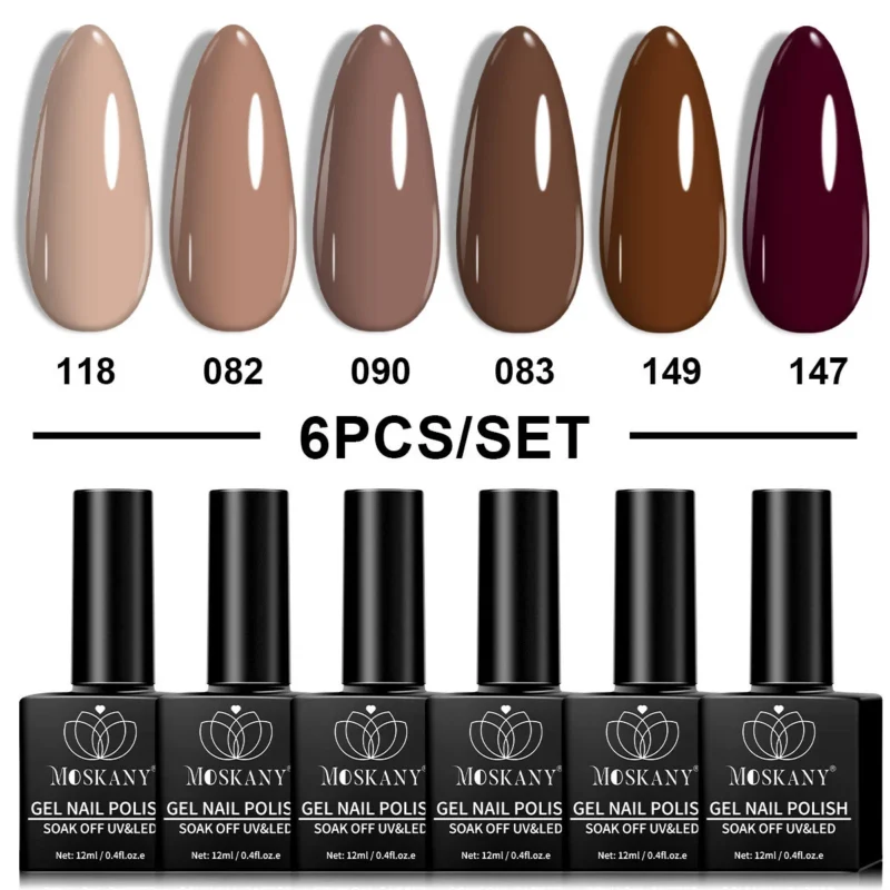 Gel Nail Polish Set Brown Coffee Series 6pcs Spu941581217190 6