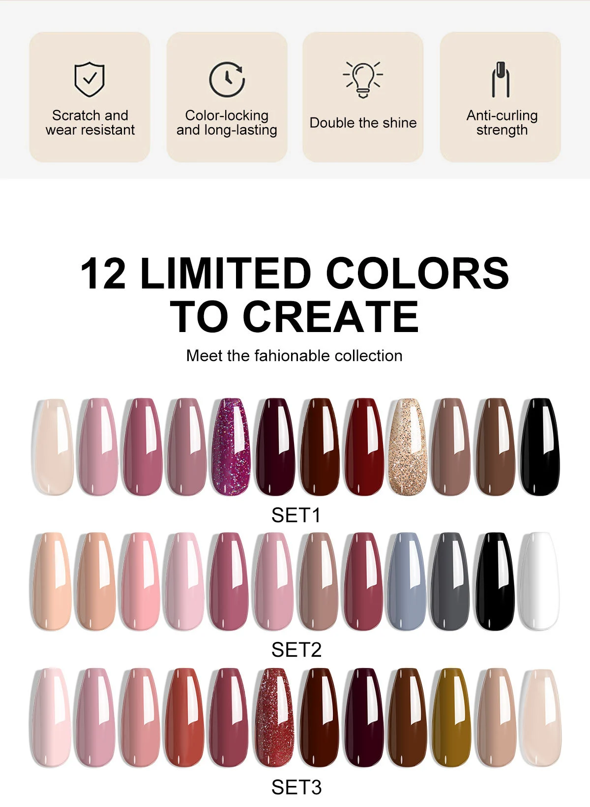 Gel Nail Polish Set - Limegirl 12 Colors Long Lasting Soak Off UV LED Professional Nail Art Kit 2 gel nail polish set limegirl spu1001836702245 desc 2