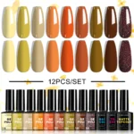 Gel Nail Polish Set - LIMEGIRL 12Pcs UV LED Soak Off Nail Art Kit with Base and Top Coat for Long-Lasting Manicure