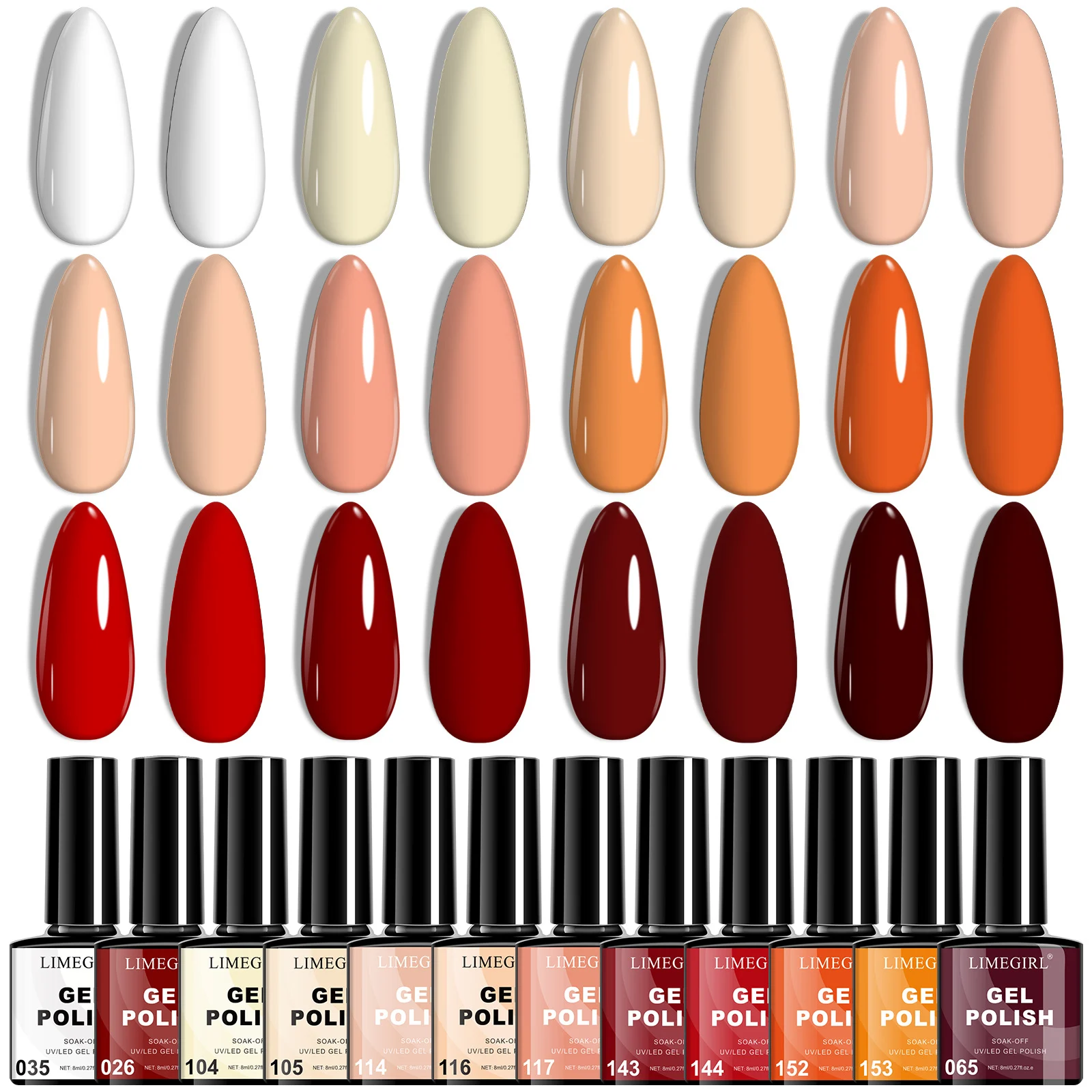 Gel Nail Polish Set Limegirl 12 Colors Soak Off UV LED Phototherapy Varnish Kit for Autumn/Winter Nail Art 3 gel nail polish set limegirl spu997803634611 desc 3