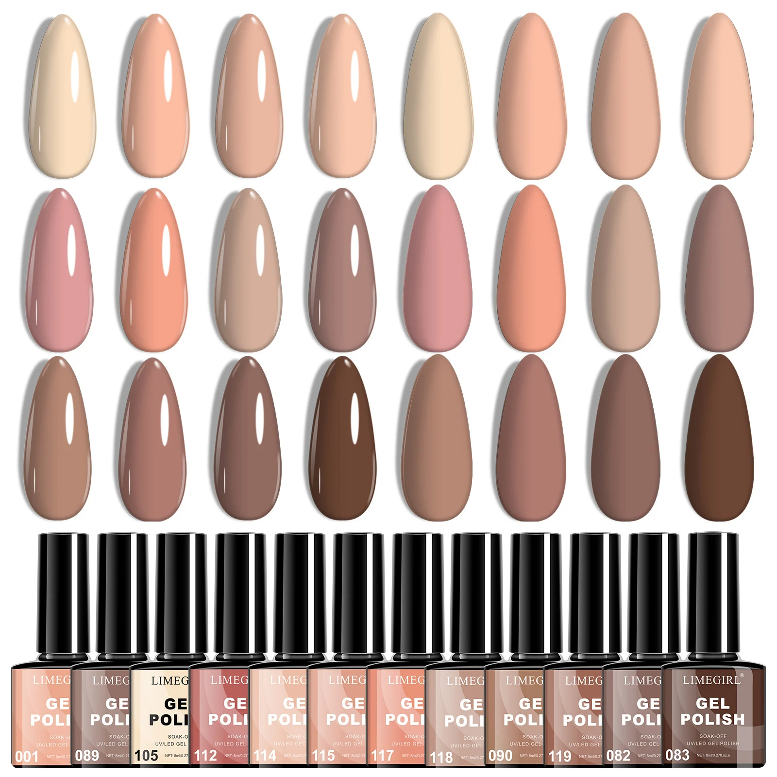 Gel Nail Polish Set Limegirl 12 Colors Soak Off UV LED Phototherapy Varnish Kit for Autumn/Winter Nail Art 5 gel nail polish set limegirl spu997803634611 desc 5