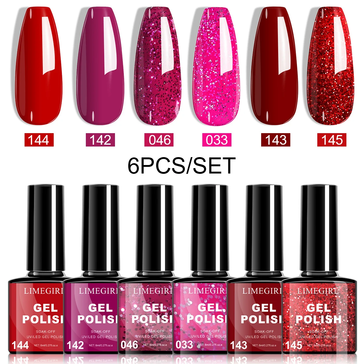 Gel Nail Polish Set LIMEGIRL 6 Colors Soak Off UV LED Professional Manicure Kit 3 gel nail polish set limegirl spu998052846207 desc 3