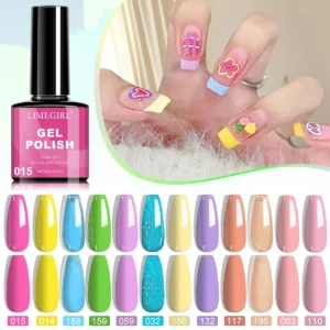 Gel Nail Polish Set Limegirl 2 Colors Macaron Series Long Lasting UV LED Soak Off Nail Art Kit