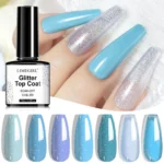 Glitter Top Coat Gel Nail Polish for Sparkle Finish UV LED Soak Off No Wipe Matte and Glossy Varnish 7.5ml/8ml/10ml