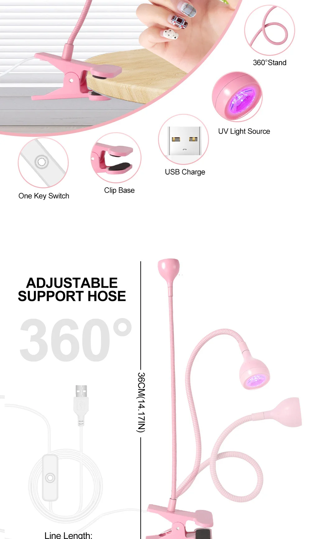 gooseneck led nail lamp portable uv clip spu965168056244 desc 5