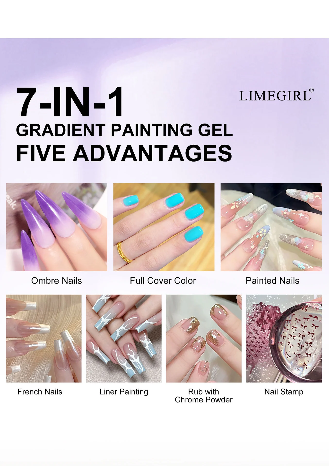 Gradient Painting Gel for Ombre Nail Art - Limegirl High Saturation Thick Patting UV Gel Polish 4 gradient painting gel ombre nail art spu948993878033 desc 4