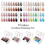 Gradient Painting Gel Palette 9-Color Macaron Monet Garden Nail Art Soak-Off Wash-Free Solid Gel