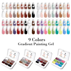Gradient Painting Gel Palette 9-Color Macaron Monet Garden Nail Art Soak-Off Wash-Free Solid Gel