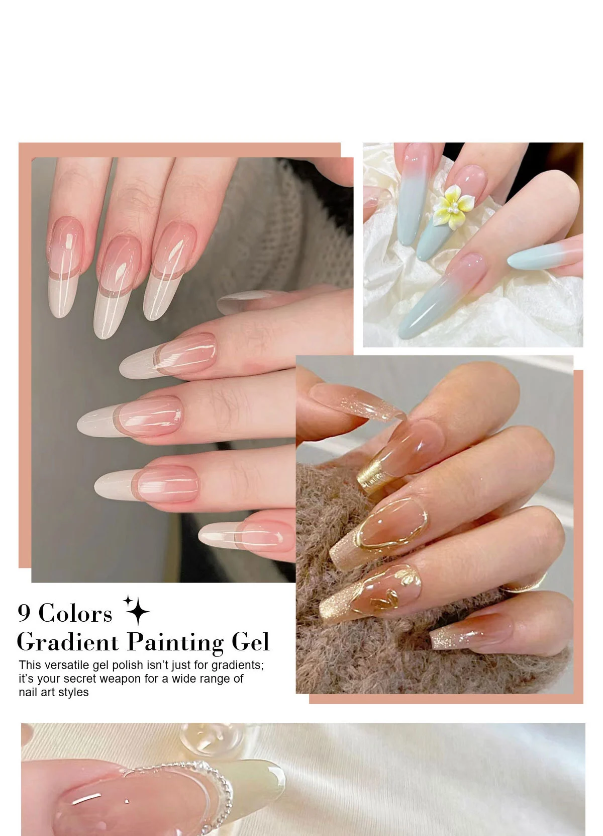 Gradient Painting Gel Set 9-Color Solid Nail Art Palette for Ombre and Aura Nails 9 gradient painting gel set ombre nail art spu921053680032 desc 9