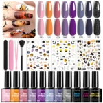 Halloween Nail Art Set Limegirl 2025 Professional Gel Polish Kit with UV LED Lamp and Stickers