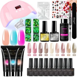 Halloween Nail Art Kit Complete Gel Polish Set with UV LED Lamp and Luminous Poly Gel