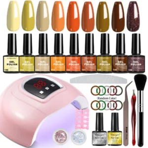 LED Nail Lamp 54W USB Professional UV Gel Curing Light with Smart Timer and Gel Polish Set