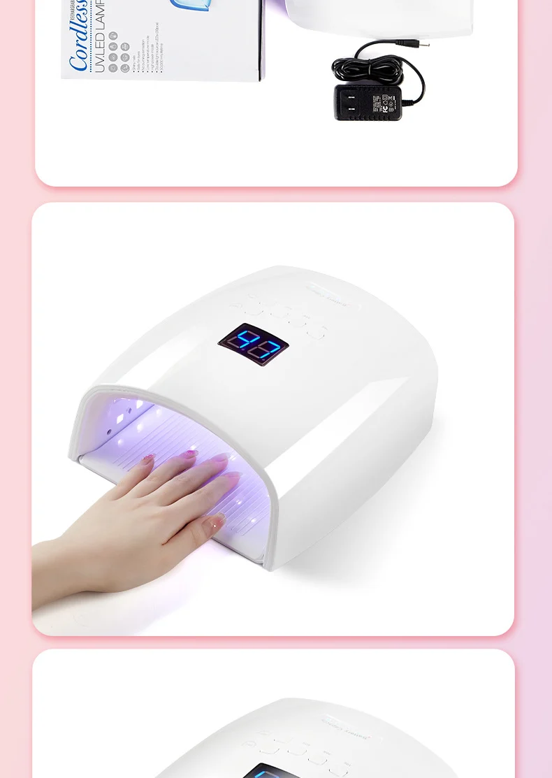 LED Nail Lamp 66W Wireless Rechargeable S10 UV Nail Dryer for Gel Polish Professional Manicure Machine 5 led nail lamp 66w wireless rechargeable spu811091521406 desc 5