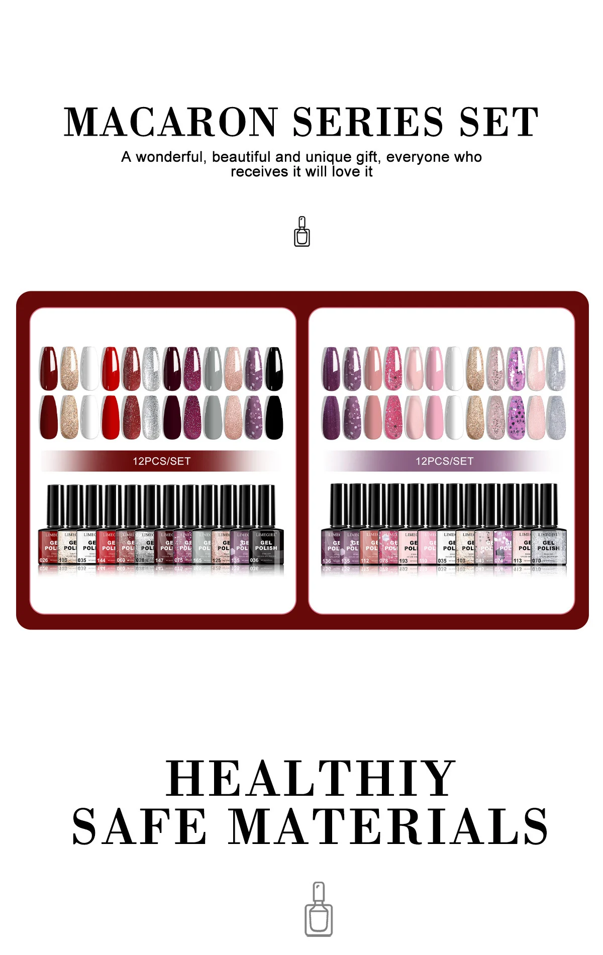 limegirl 12 color gel nail polish set macaron glitter kit spu998808659663 desc 3