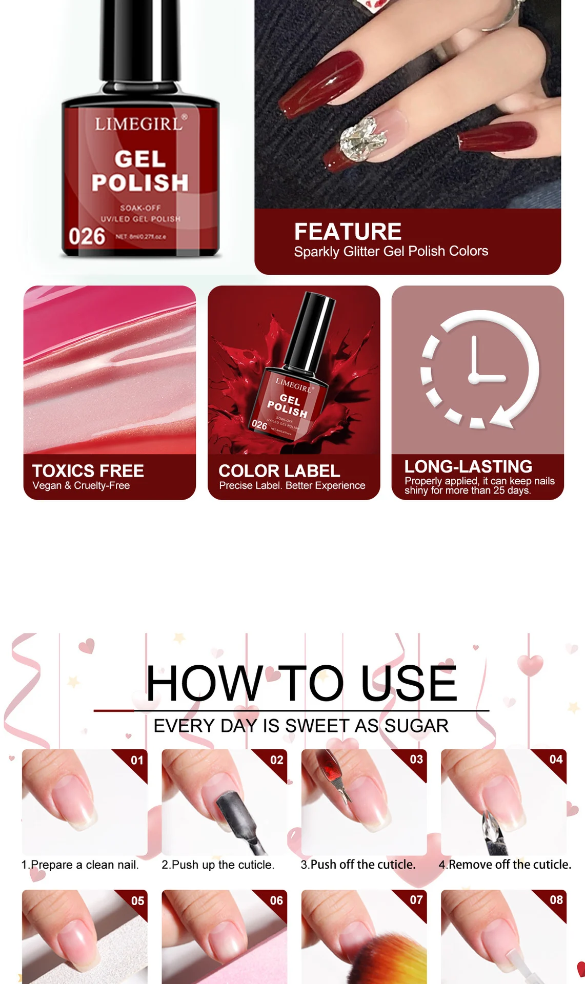 limegirl 12 color gel nail polish set macaron glitter kit spu998808659663 desc 5