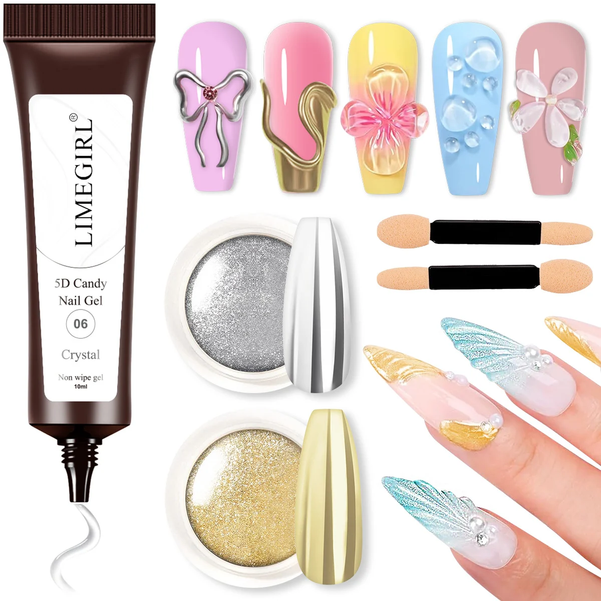 Limegirl 3D Nail Art Sculpting Gel - 5D Candy Modeling, Thermal Color Change & Spider Drawing UV LED Soak Off Manicure Paste 3 limegirl 3d nail art sculpting gel kit spu901469564410 desc 3