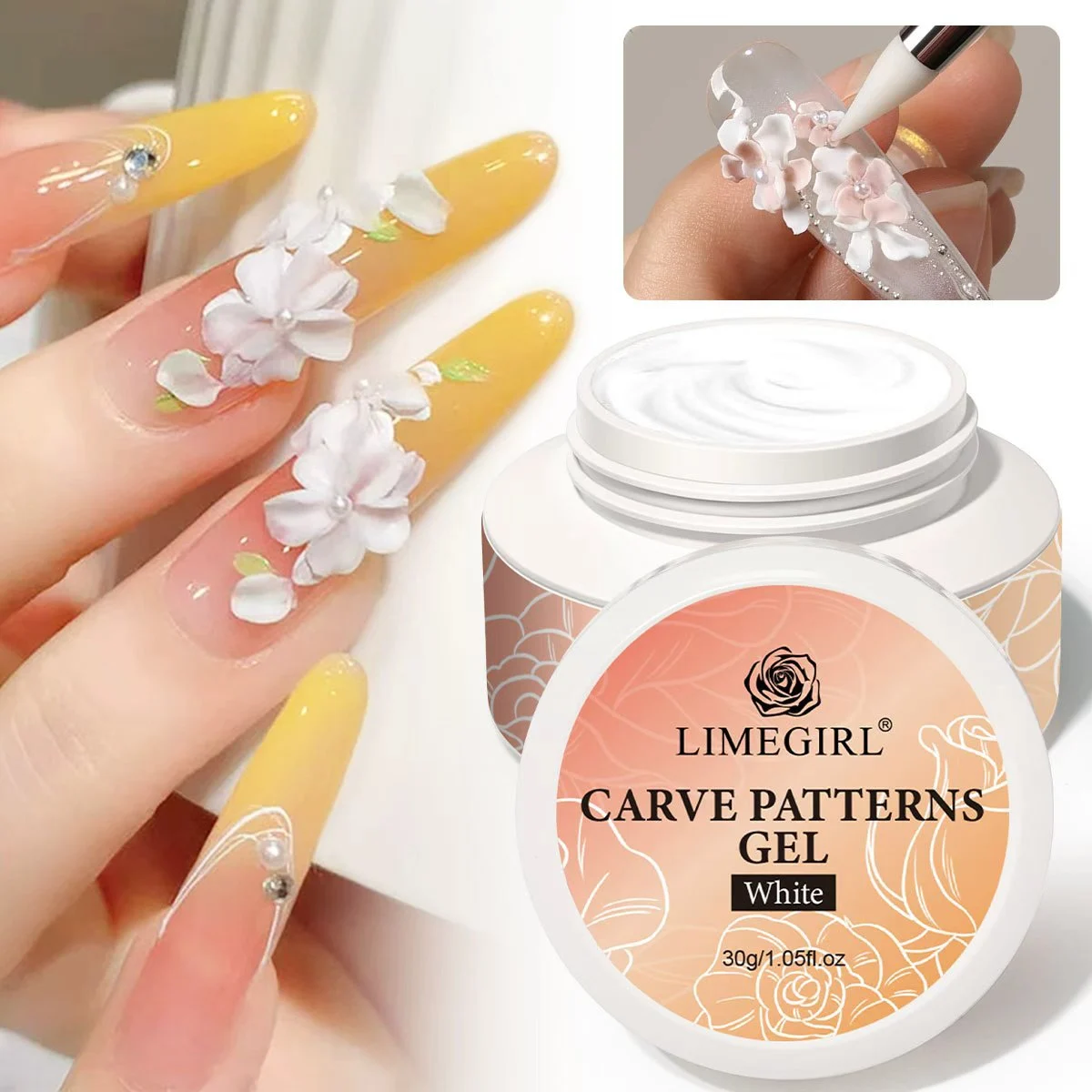 Limegirl 3D Nail Carving Gel Set Non-Stick Solid Modeling Clay for Embossed Art & DIY Sculpture 2 limegirl 3d nail carving gel kit spu1006964469852 desc 2