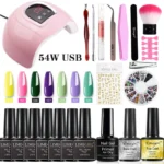Nail Lamp Gel Polish Kit for Beginners, Limegirl 54W UV/LED Professional Manicure Set with Tools and Stickers