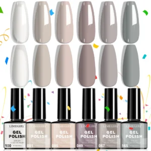 Gel Nail Polish Set - Limegirl 6 Colors Professional UV LED Soak Off 8ml Long Lasting