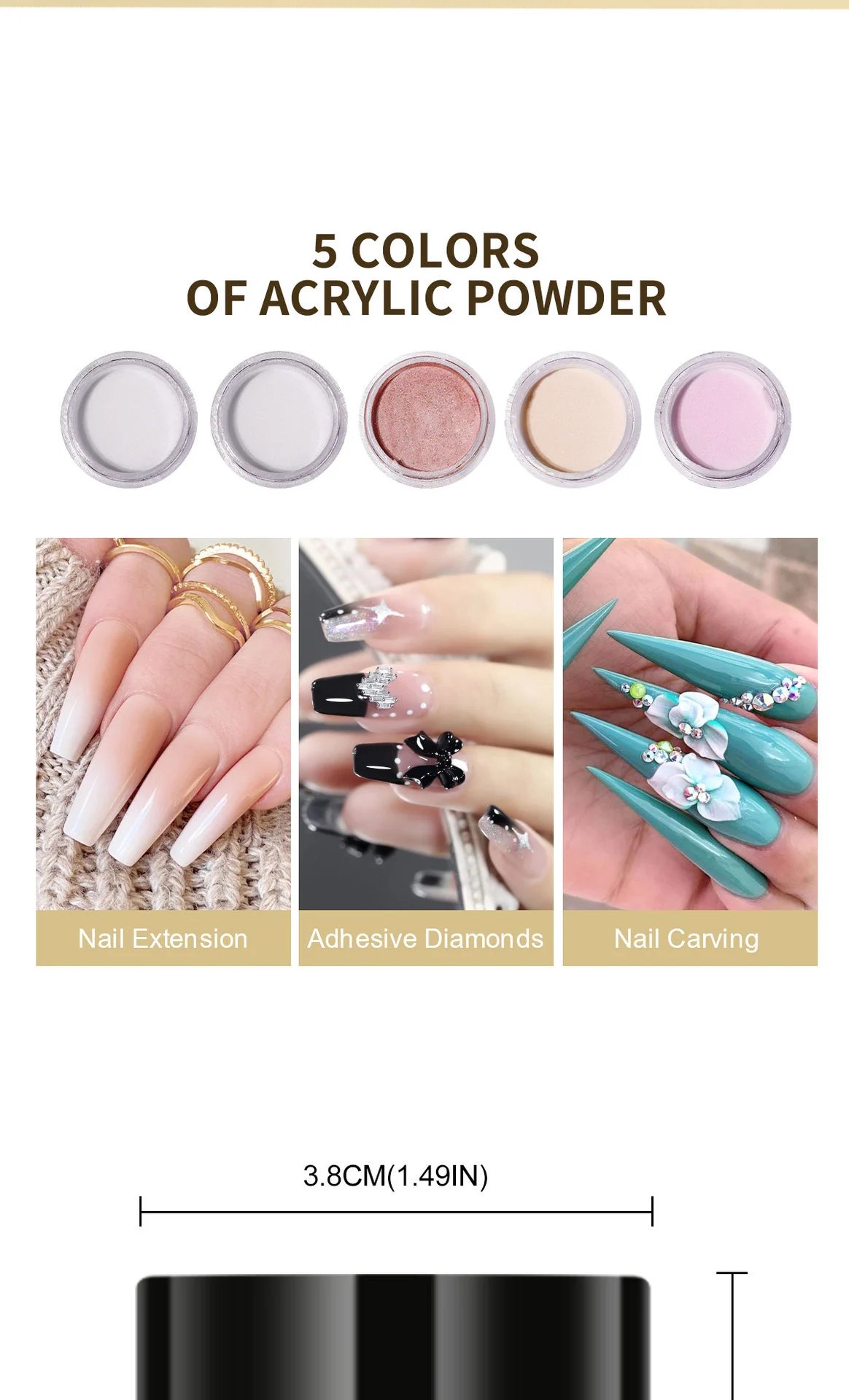 Acrylic Nail Kit Professional Set with 120g Acrylic Powder and EMA Monomer Liquid for Nail Extensions 3 limegirl acrylic nail kit 120g spu1007695352011 desc 3