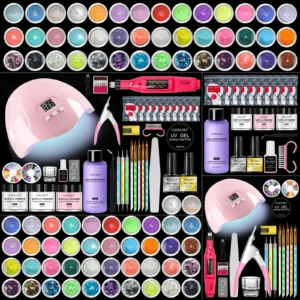 Acrylic Nail Kit with UV LED Lamp and Electric Nail Drill, Professional Limegirl Acrylic Powder and Liquid Monomer Set for Extensions, 3D Carving, and Salon Manicure