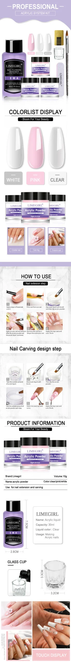 Limegirl Acrylic Nail Kit Professional System - Monomer Liquid, Powder, Top Base Coat & Manicure Tools for DIY Nail Extension 1 limegirl acrylic nail kit professional system spu647238087009 desc 1 scaled