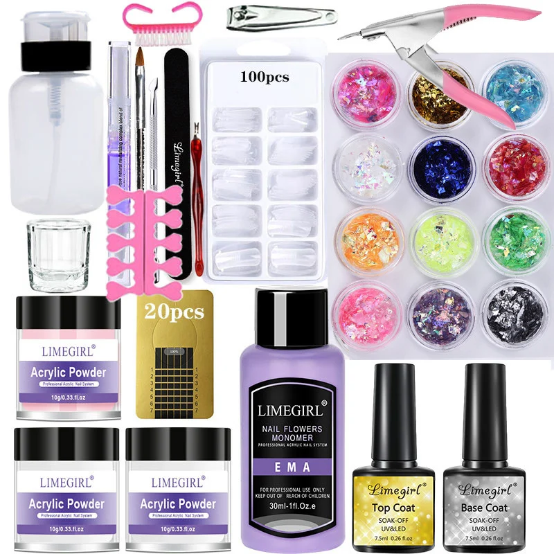 Acrylic Nail Kit Limegirl Professional System with Acrylic Powder Monomer Liquid and Nail Prep Dehydrator Set 6 limegirl acrylic nail kit set spu1004411558834 desc 6