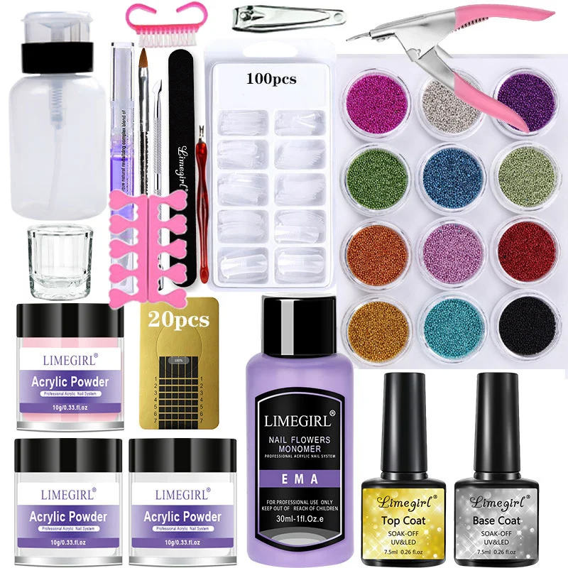 Acrylic Nail Kit Limegirl Professional System with Acrylic Powder Monomer Liquid and Nail Prep Dehydrator Set 8 limegirl acrylic nail kit set spu1004411558834 desc 8