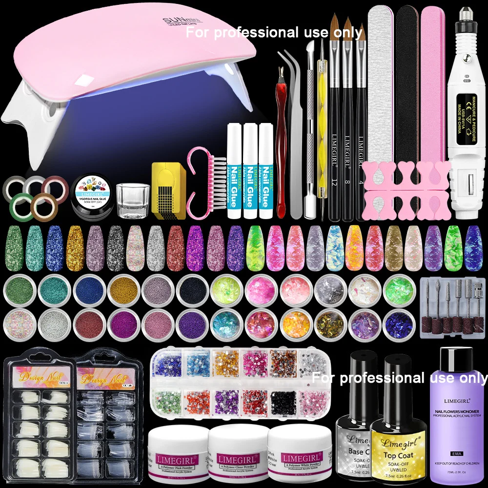 Limegirl All-in-One Nail Art Kit - Professional Acrylic Powder & Gel Polish Set with UV/LED Lamp for Beginners 15 limegirl all in one nail art kit acrylic powder gel set spu749156383742 desc 15