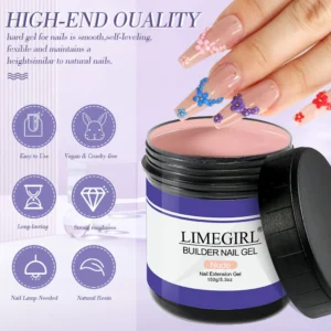 Builder Nail Gel Limegirl 150g Hard Gel for Nail Extension and Strengthening Professional UV/LED Sculpting Gel