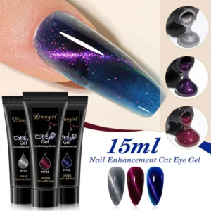 Cat Eye Nail Extension Gel Limegirl 15ml Fast Building Polygel with Magnetic Effect UV LED Soak Off Builder Gel for Nail Art DIY
