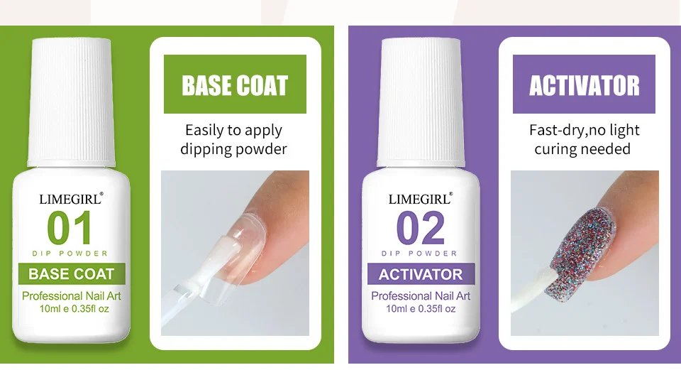 Dip Powder Nail Kit Limegirl Professional Manicure System with Glitter Powders and Liquid Set for DIY Home Salon 12 limegirl dip powder nail kit spu1008229783146 desc 12