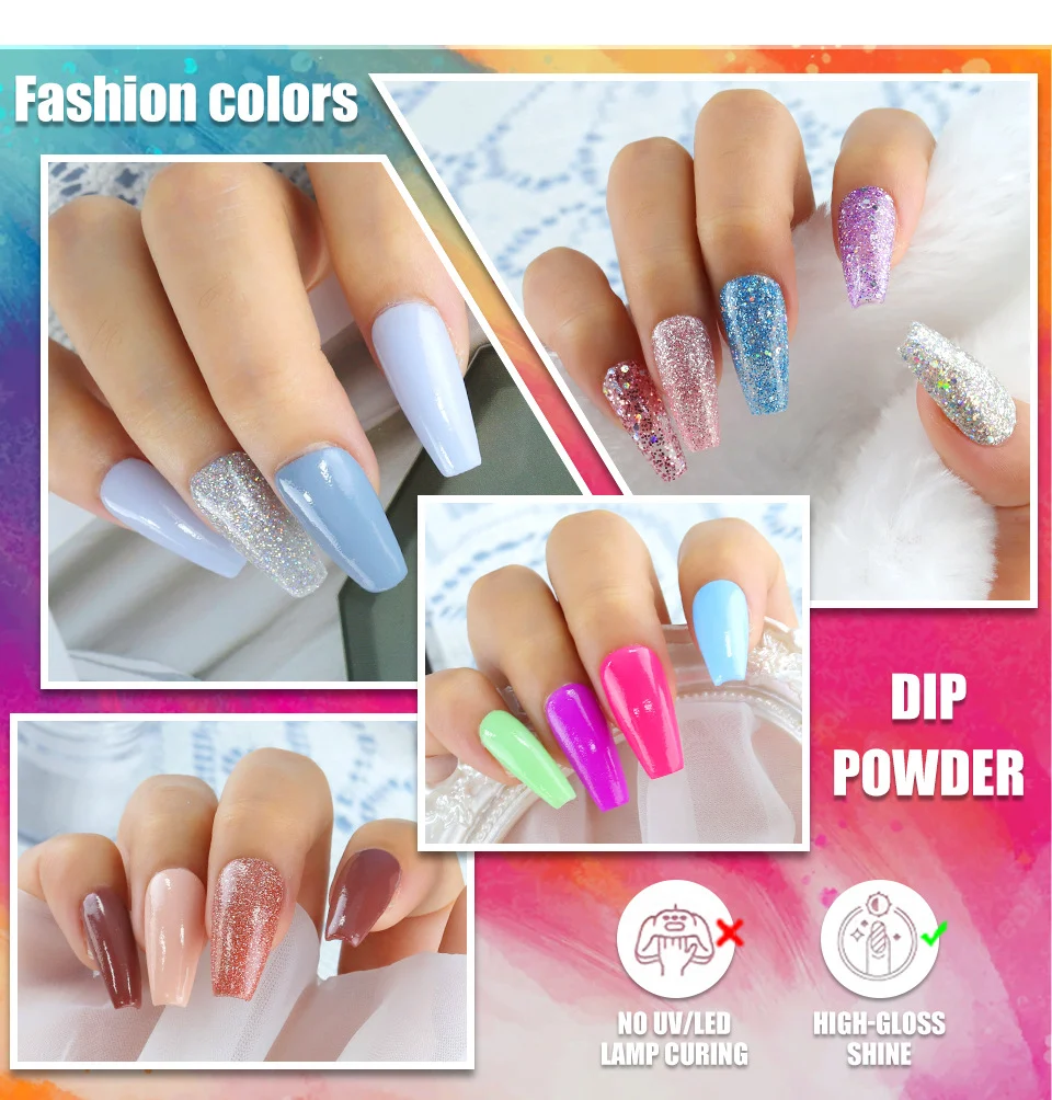 Dip Powder Nail Kit Limegirl Professional Manicure System with Glitter Powders and Liquid Set for DIY Home Salon 15 limegirl dip powder nail kit spu1008229783146 desc 15