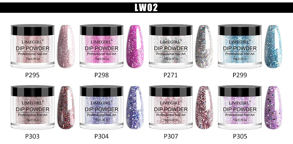 Dip Powder Nail Kit Limegirl Professional Manicure System with Glitter Powders and Liquid Set for DIY Home Salon 7 limegirl dip powder nail kit spu1008229783146 desc 7