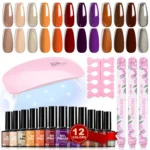 Limegirl Gel Nail Polish Kit with UV LED Lamp - 12 Colors Soak Off Starter Set - Long Lasting DIY Manicure Tools