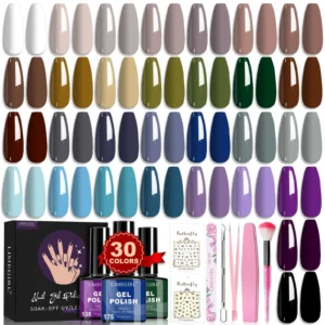 Gel Nail Polish Kit 30 Colors Limegirl Professional Manicure Set with UV/LED Lamp and Nail Art Tools