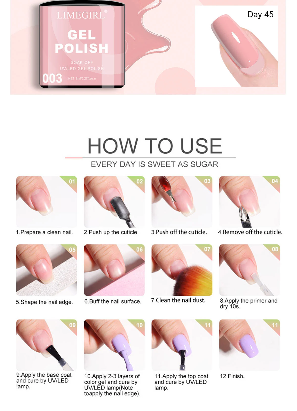 limegirl gel nail polish kit uv light 17 colors spu1003832157951 desc 6