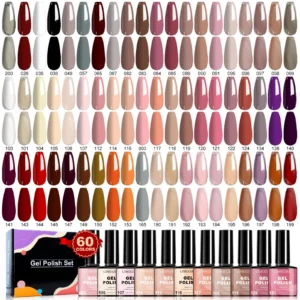 Gel Nail Polish Set 60 Colors - Limegirl UV LED Soak Off Manicure Kit - Long Lasting Non-Toxic Varnish for DIY Nail Art