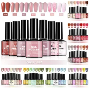 Gel Nail Polish Set 7 Colors Limegirl UV LED Soak Off Trendy Autumn Winter Salon Quality Kit