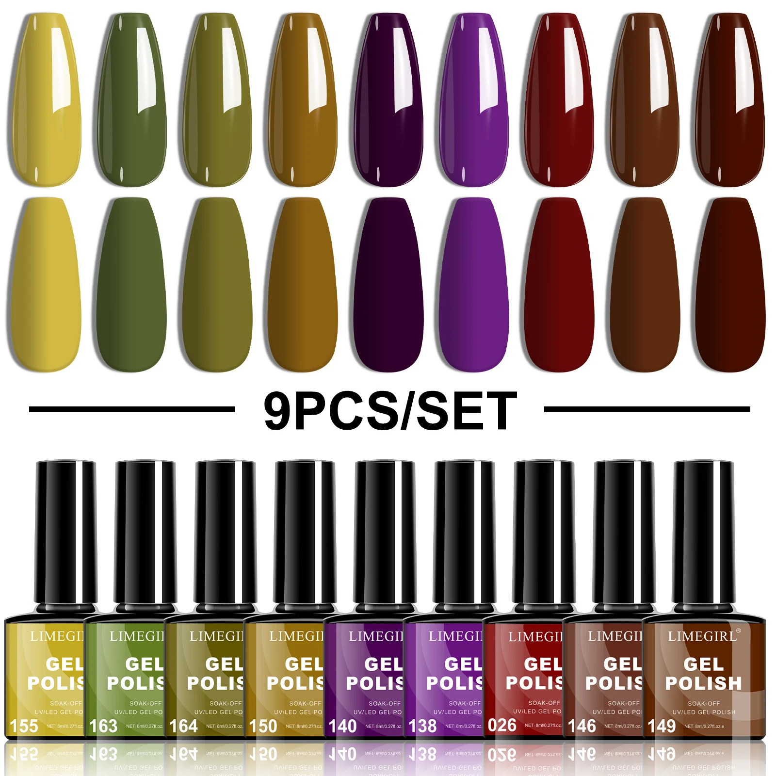 Limegirl Gel Nail Polish Set 9 Colors Soak Off UV LED Kit Long Lasting Varnish Manicure Art Box 8ml 6 limegirl gel nail polish set 9 colors spu999049063348 desc 6
