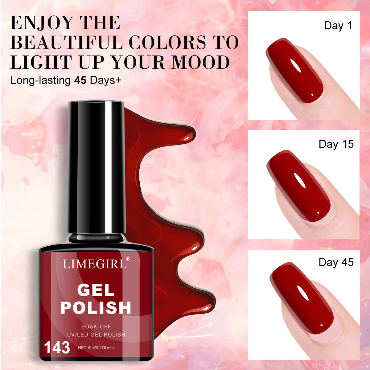 Gel Nail Polish Set, Limegirl 2-Color UV LED Soak Off Varnish for Professional Salon and DIY Manicure, 8ml 2 limegirl gel nail polish set spu997438295819 desc 2