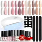 Gel Polish Kit with 12 Colors and UV LED Lamp, Limegirl Professional Nail Art Starter Set with SUNmini Nail Dryer and Manicure Tools