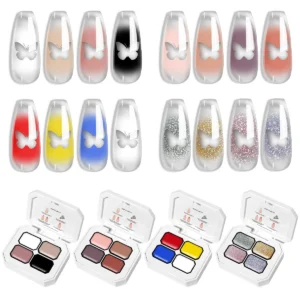 Gradient Patting Gel Nail Art Set Limegirl Wash-free 4-Color Solid Gel Polish for Ombre Effects
