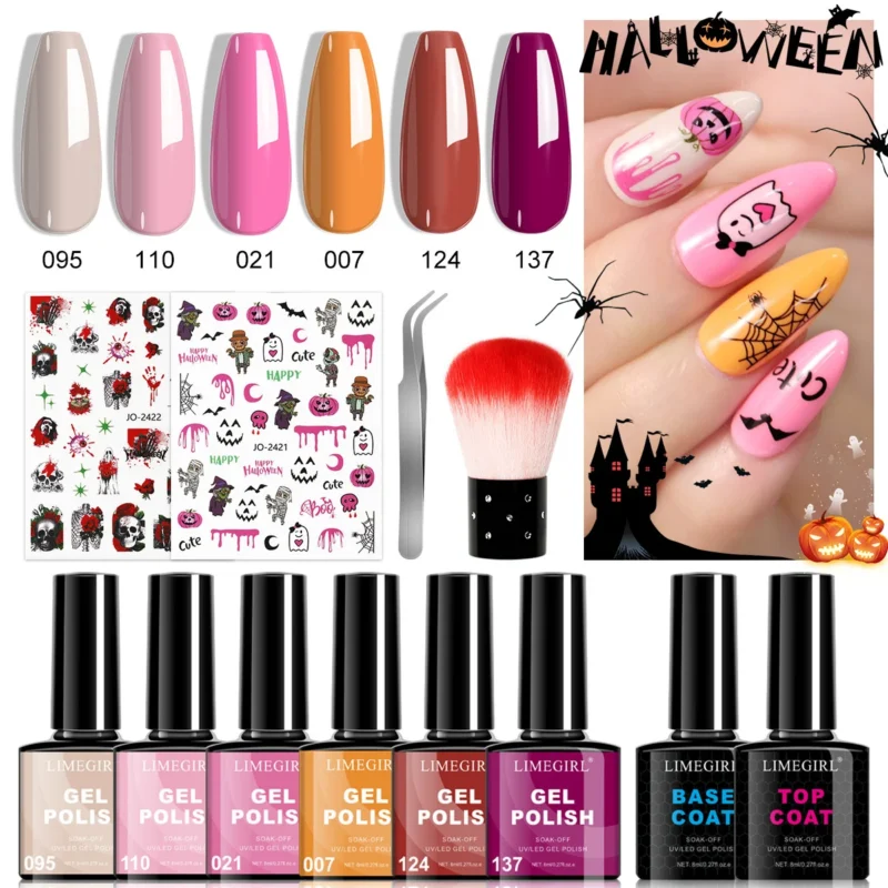 Limegirl Halloween Gel Nail Polish Kit 6 Colors Set Spu999541149207 2