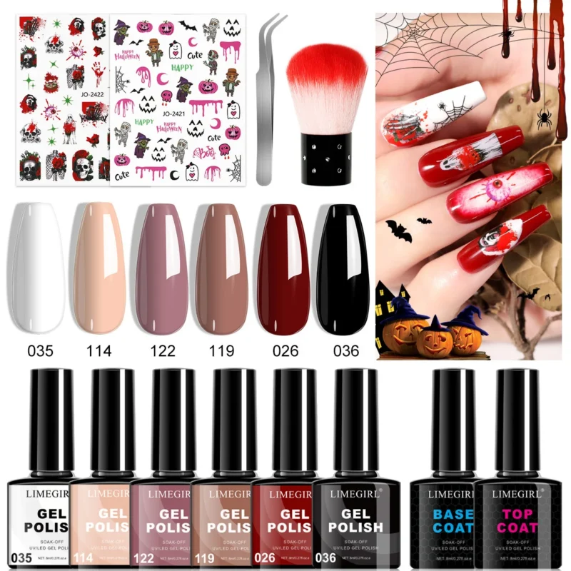 Limegirl Halloween Gel Nail Polish Kit 6 Colors Set Spu999541149207 3
