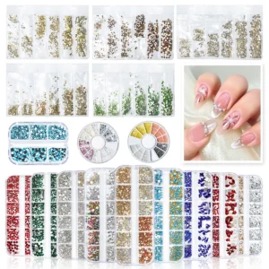 Nail Art Rhinestones Mixed Shapes Flatback Resin Charms Mini Acrylic Gems for DIY Manicure Decoration