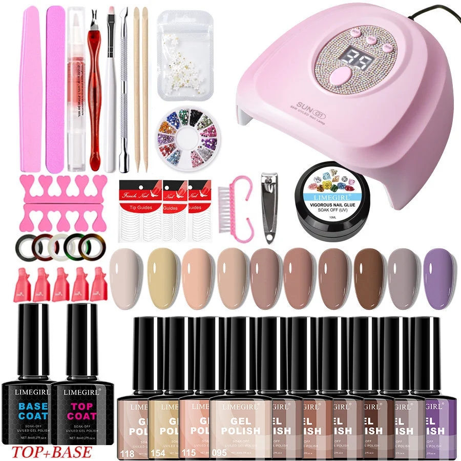 Nail Art Kit Limegirl Professional Gel Polish Set with UV LED Lamp and Manicure Tools 2 limegirl nail art kit gel polish set spu889550971504 desc 2