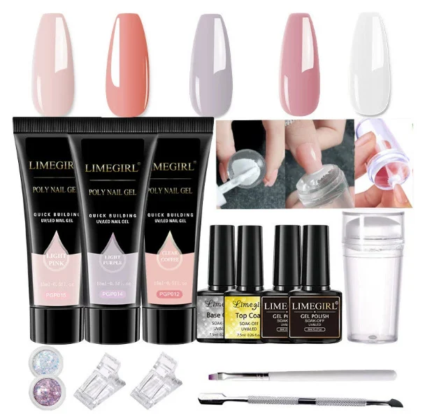 Nail Art Kit with UV LED Lamp and 12 Colors Gel Polish - Limegirl Professional Manicure Set with 4 Colors Poly Extension Gel and Nail Drill Pen 11 limegirl nail art kit uv lamp gel polish spu995379117878 desc 11