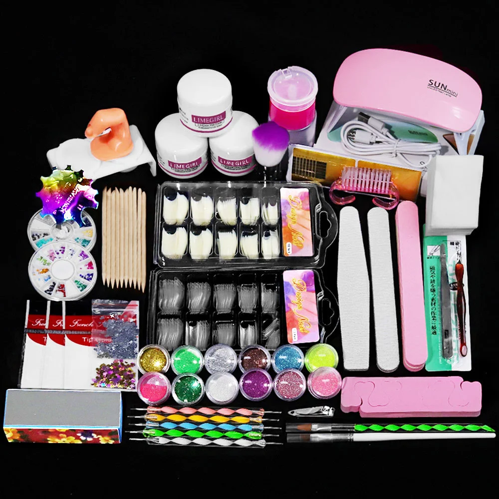 Nail Art Kit with UV LED Lamp and 12 Colors Gel Polish - Limegirl Professional Manicure Set with 4 Colors Poly Extension Gel and Nail Drill Pen 2 limegirl nail art kit uv lamp gel polish spu995379117878 desc 2