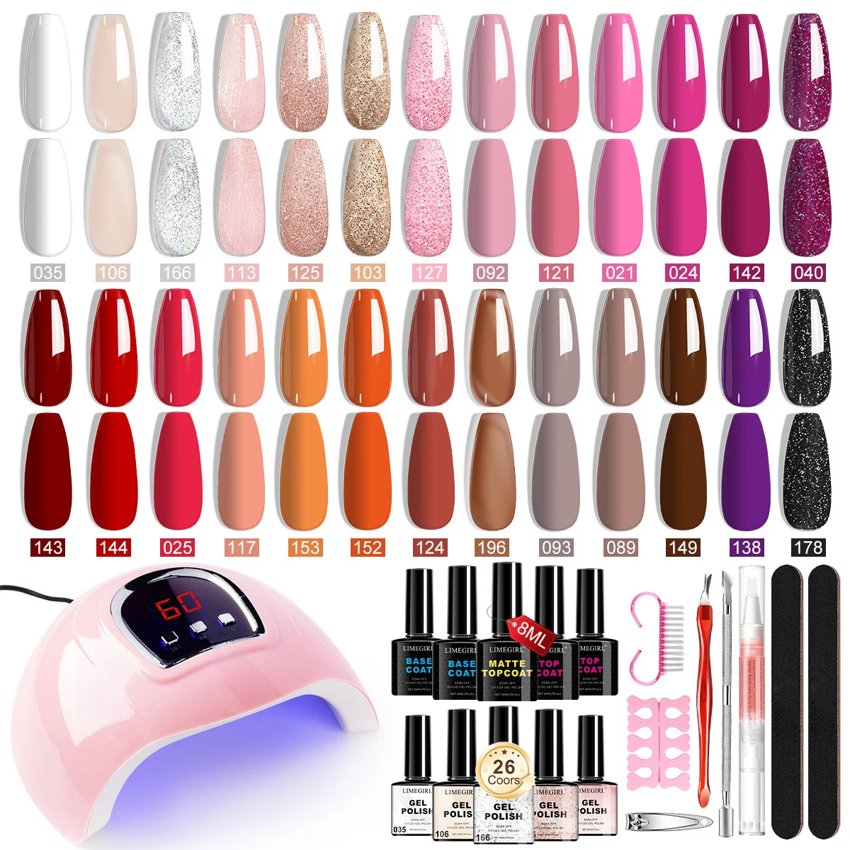 limegirl nail gel polish kit uv light 26 colors spu1000169285535 desc 2